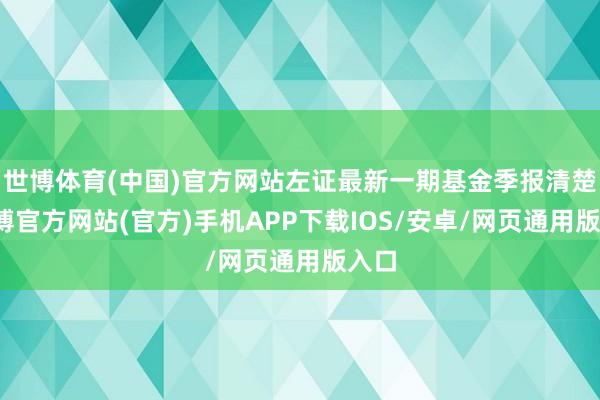 世博体育(中国)官方网站左证最新一期基金季报清楚-世博官方网站(官方)手机APP下载IOS/安卓/网页通用版入口