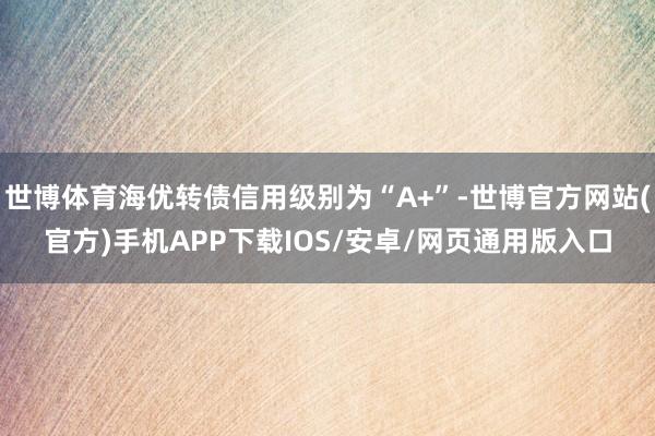 世博体育海优转债信用级别为“A+”-世博官方网站(官方)手机APP下载IOS/安卓/网页通用版入口